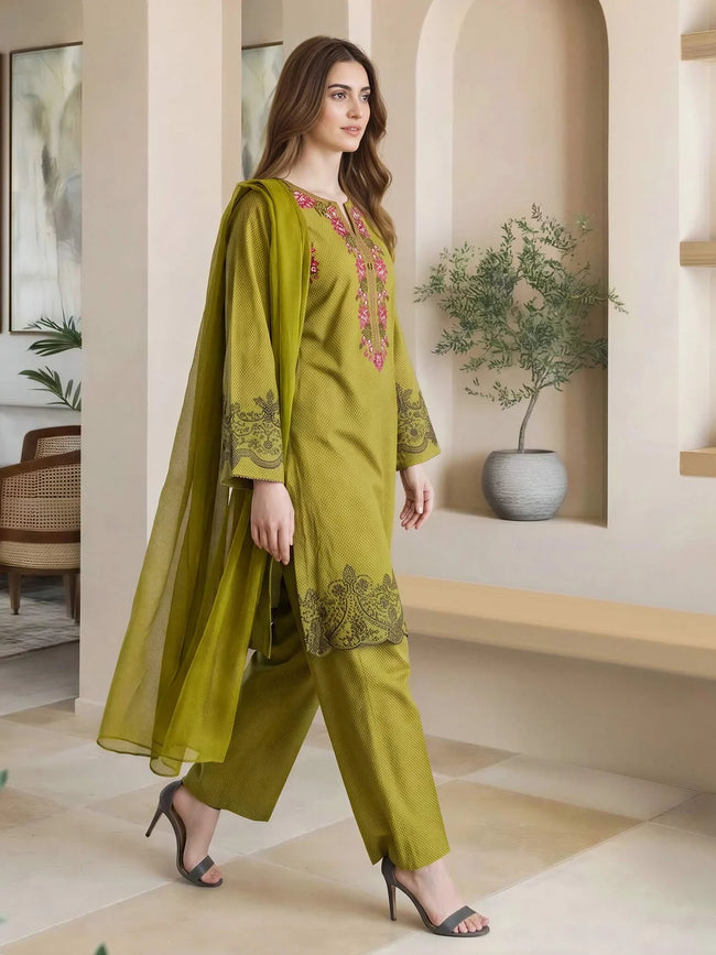 3 Piece Lawn Suit- Embroidered (Pret) Hover Image
