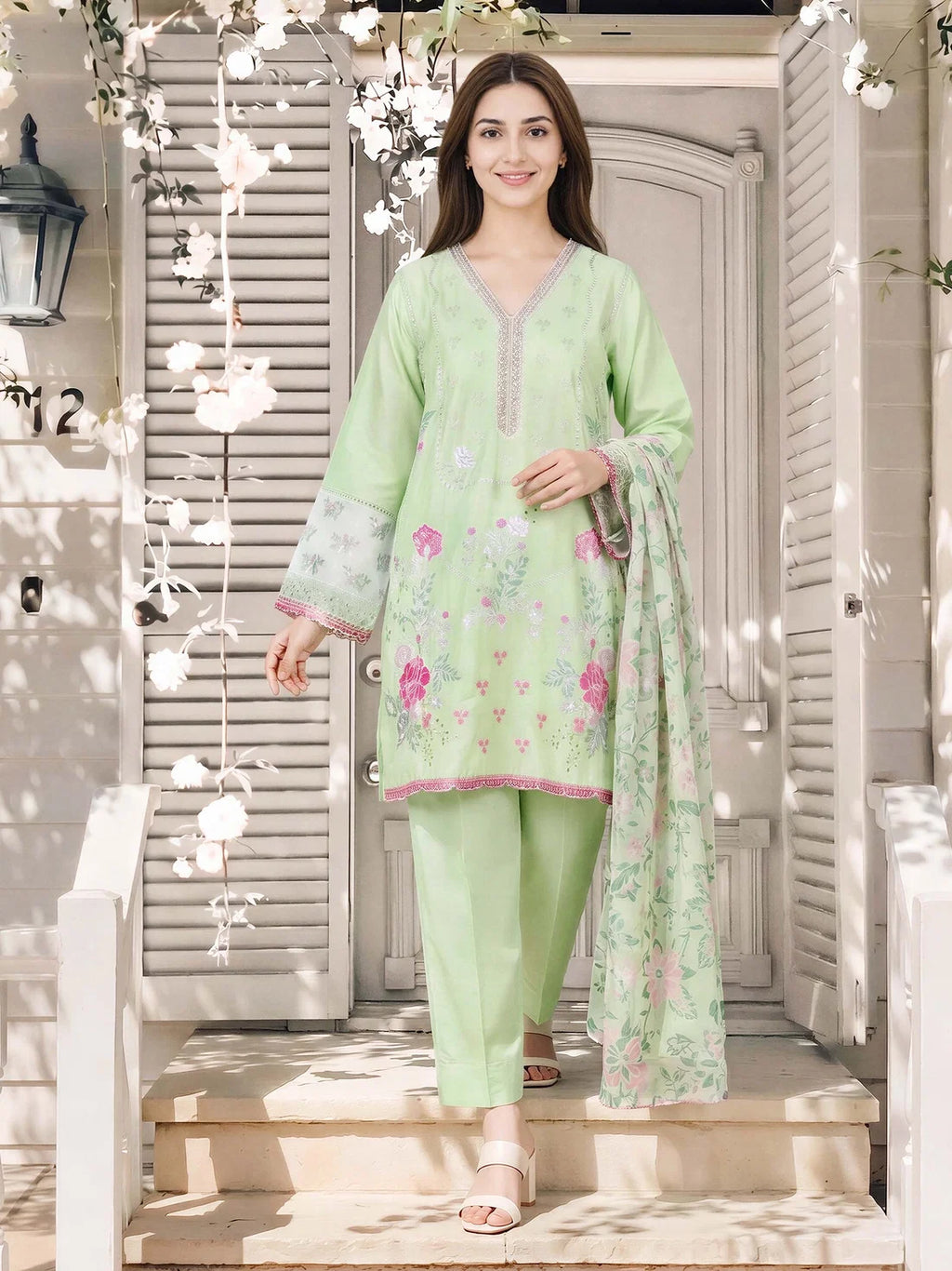 3 Piece Lawn Suit- Embroidered (Pret)