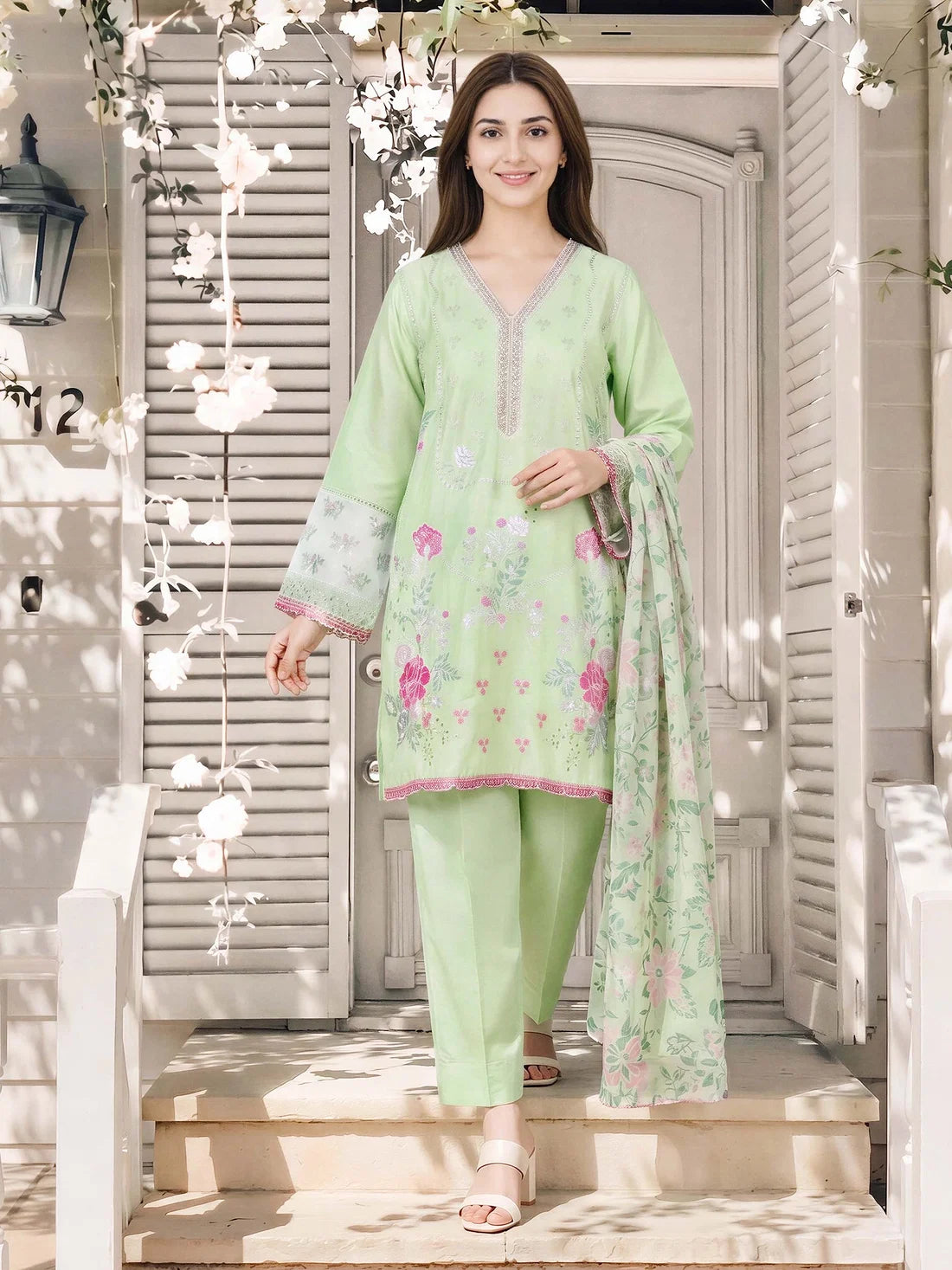 3 Piece Lawn Suit- Embroidered (Pret)