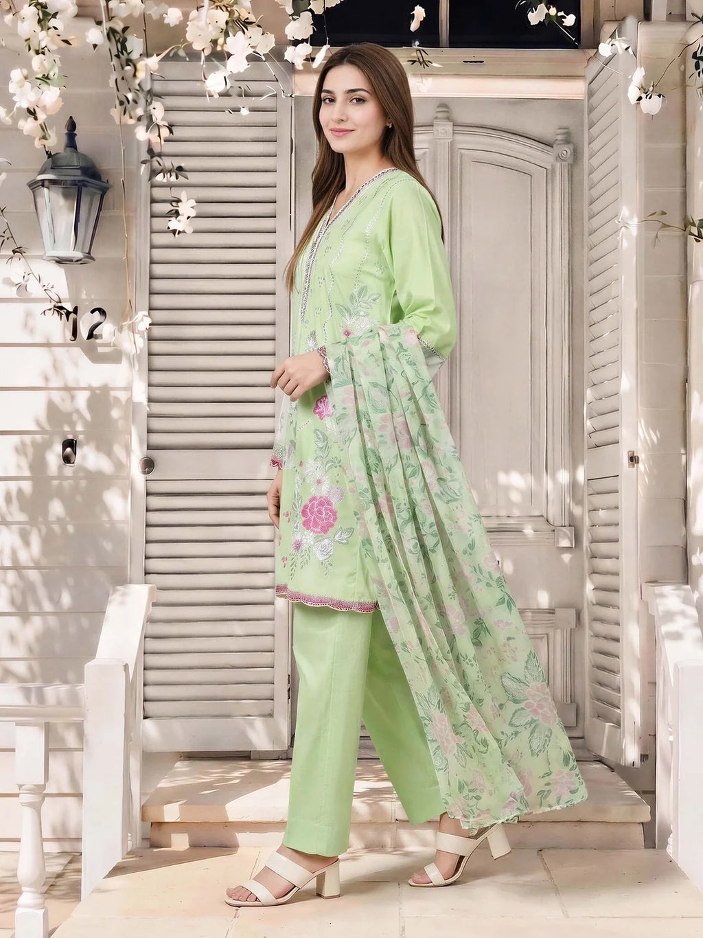3 Piece Lawn Suit- Embroidered (Pret)