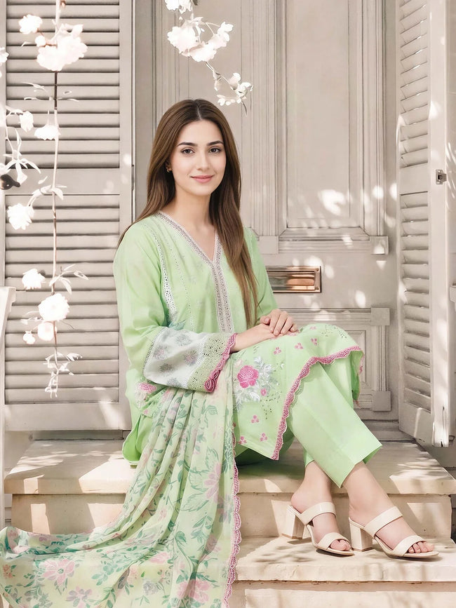 3 Piece Lawn Suit- Embroidered (Pret) Hover Image