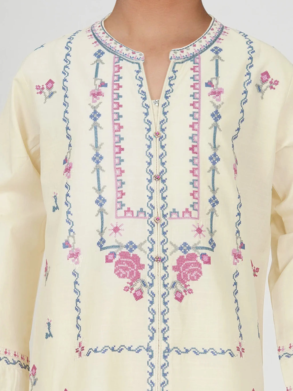 2 Piece Lawn Slub Suit- Embroidered (Pret)