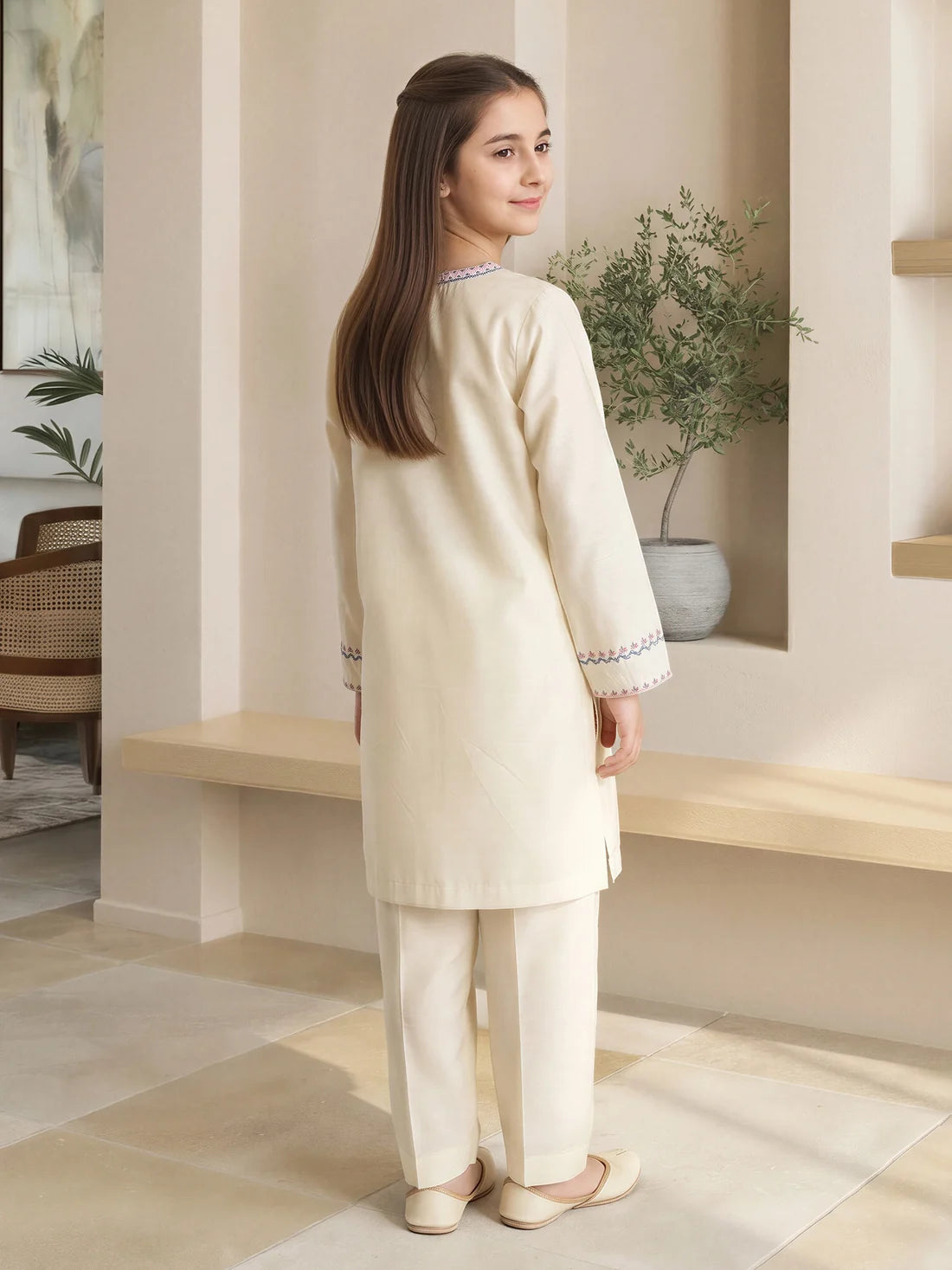 2 Piece Lawn Slub Suit- Embroidered (Pret)